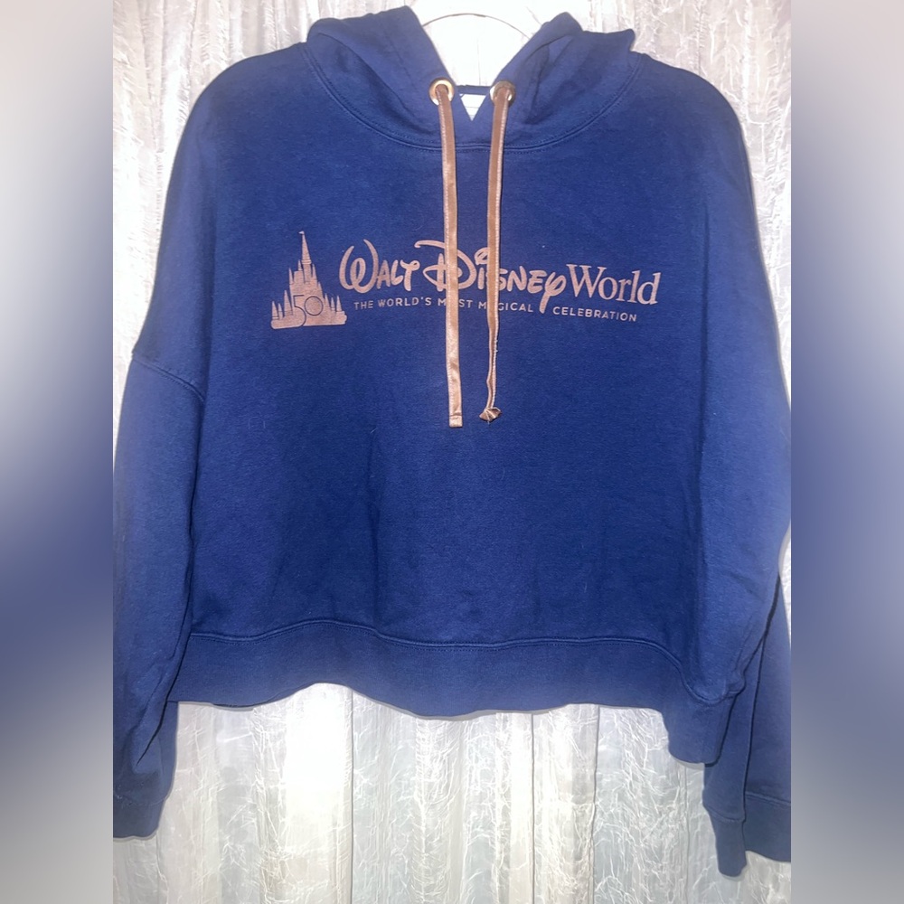 Disney Parks Walt Disney World Semi-Crop Pullover Hoodie 50th XL